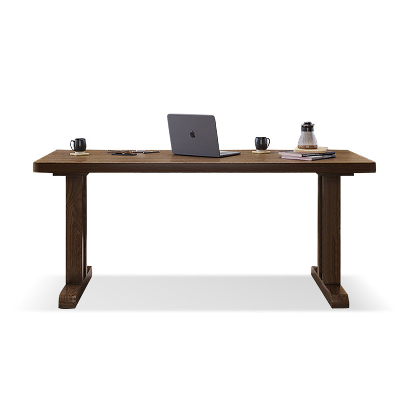 Light Walnut Rectangular Solid Wood Writing desk, 29.53" H x 55.12" W x 27.56" D