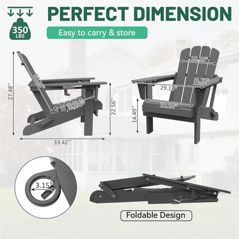 Chaise Adirondack (avec chaise de patio seulement), Gris