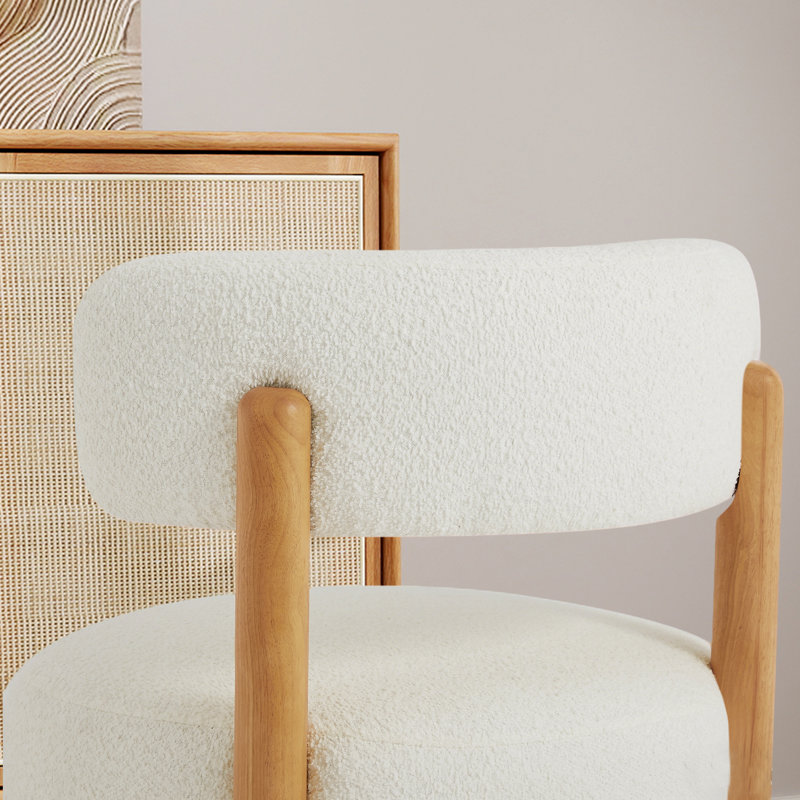 Chaise d'appoint moderne rembourrée avec base en bois (ensemble de 2), Beige