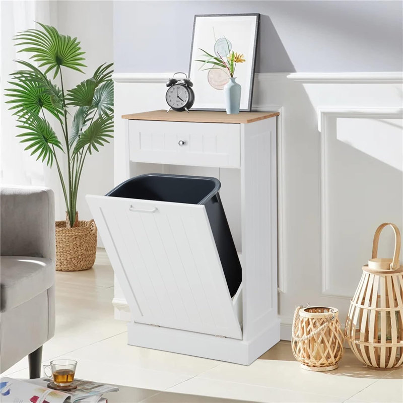 Poubelle 10 gallons, Blanc