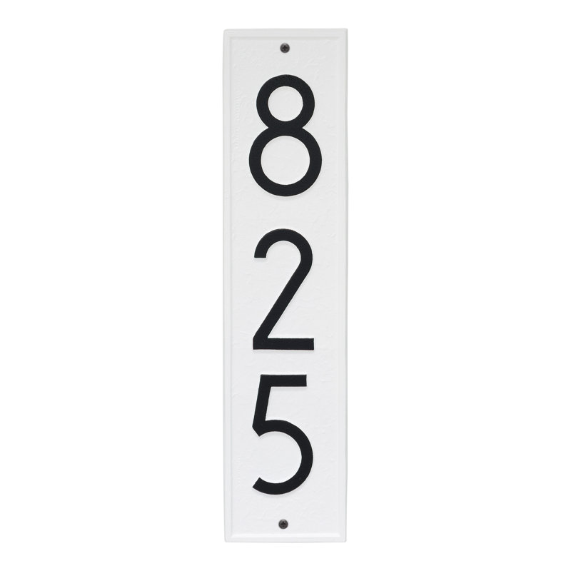 Plaque d’adresse murale sur 3 lignes verticales delaware, Blanc / Noir, Oui