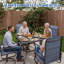 Ensembles de salle à manger pivotants d'extérieur 5 pièces, chaises de patio à cadre en métal rotatif à 360 ° avec tissu Teslin épaissi, chaises de salle à manger d'extérieur avec accoudoirs pour terrasse et cour arrière-1499133323