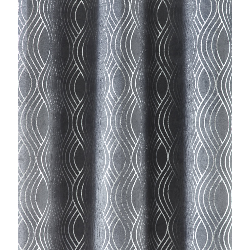 Spiller Room Darkening Curtain Pair, 117 W x 137 D cm, Silver