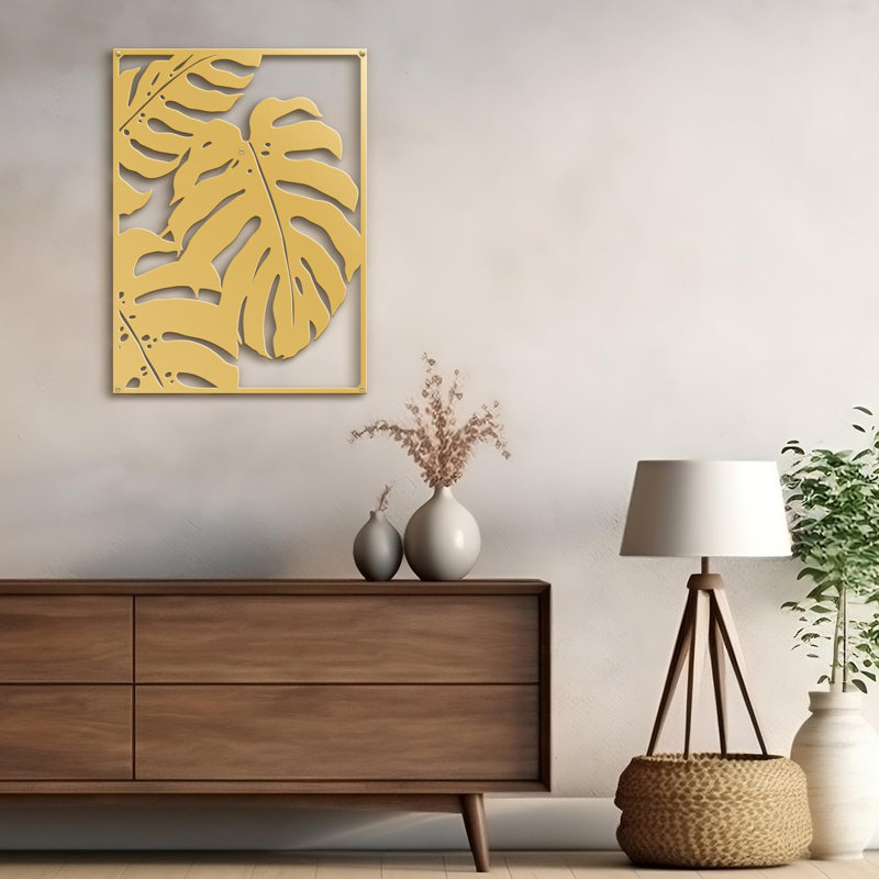 Décoration murale abstraite murale tropicale tropicale tropicale, Doré, H 18 po x l 13,43 po x P 0,05 po