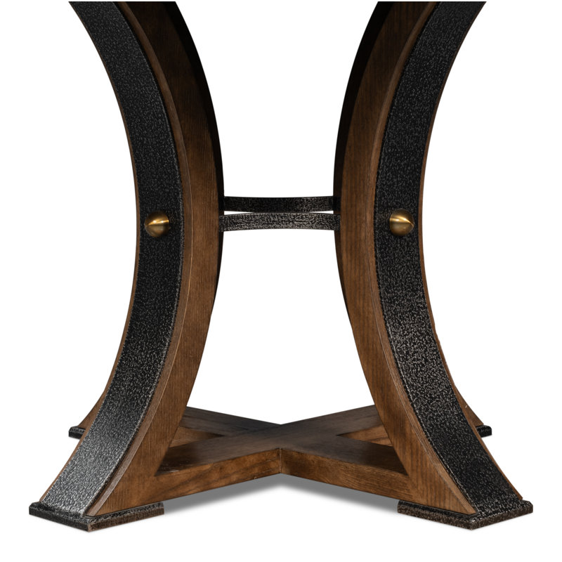 Tower Round Solid Oak Dining Table, Light Mink/Dark Hammered