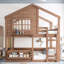 Lit superposé double, lit mezzanine avec bibliothèque-235909740-235909714