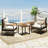 3 Piece Patio Conversation Set With Solid Acacia Wood  Armrests And Tabletop