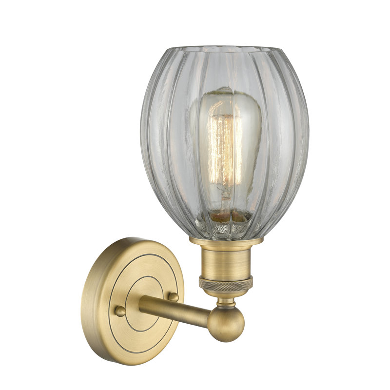 Casandria Armed Sconce, Clear, Brushed Brass