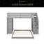 Lit superposé simple au dessus d'un lit double avec tablettes à 3 niveaux, tiroirs et escalier de rangement-295586388
