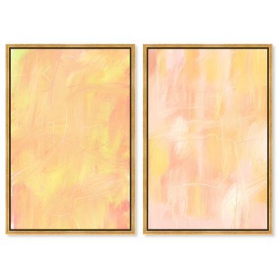 Pastel Confection Canvas Print Modern Abstract Art Set by Art Remedy, Black Frame, 10 x 15