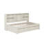 Structure de lit de jour simple blanc crème avec buffet, tiroirs et station de charge intégrée, rangement latéral, moyeu-47253360