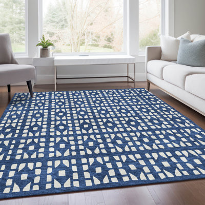 Tapis bleu marine de qualité supérieure lavable à la machine Prisco