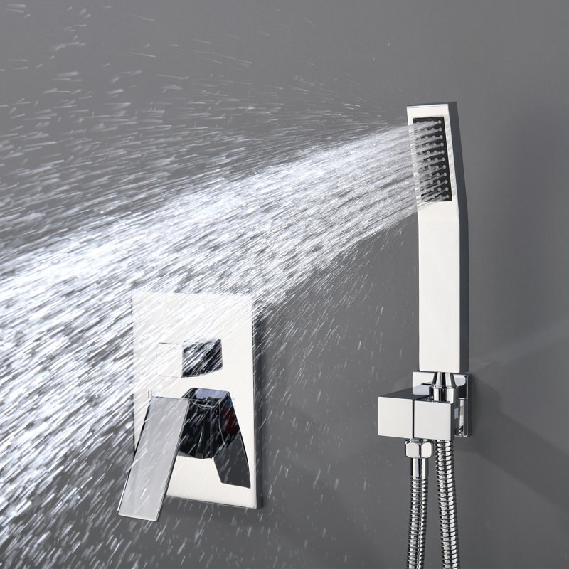 Ensemble de mélangeur de salle de bain luxueux pour salle de bain avec système de pommeau de douche mural et chrome poli (contenant le corps et la garniture du robinet Roughin)