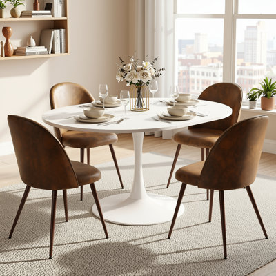 Ensemble de table de salle à manger extensible 5 pièces avec 4 chaises rembourrées