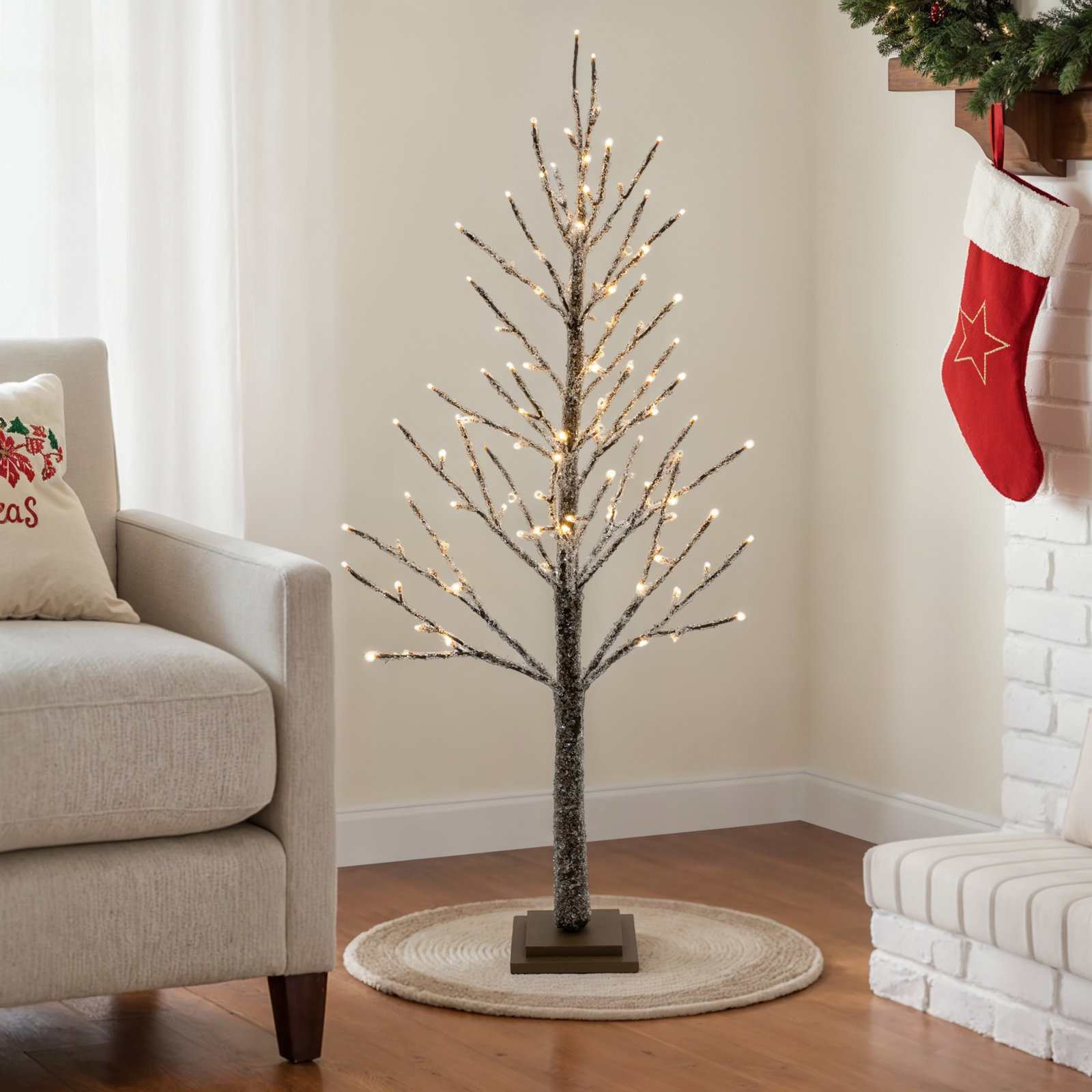 LED Icy Twig Tree, 48" H x 24" W x 24" D