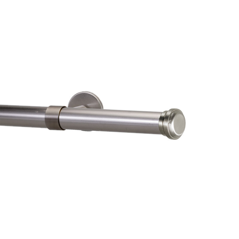 Metro 1.13'' Single Curtain Rod, Stainless, 48"