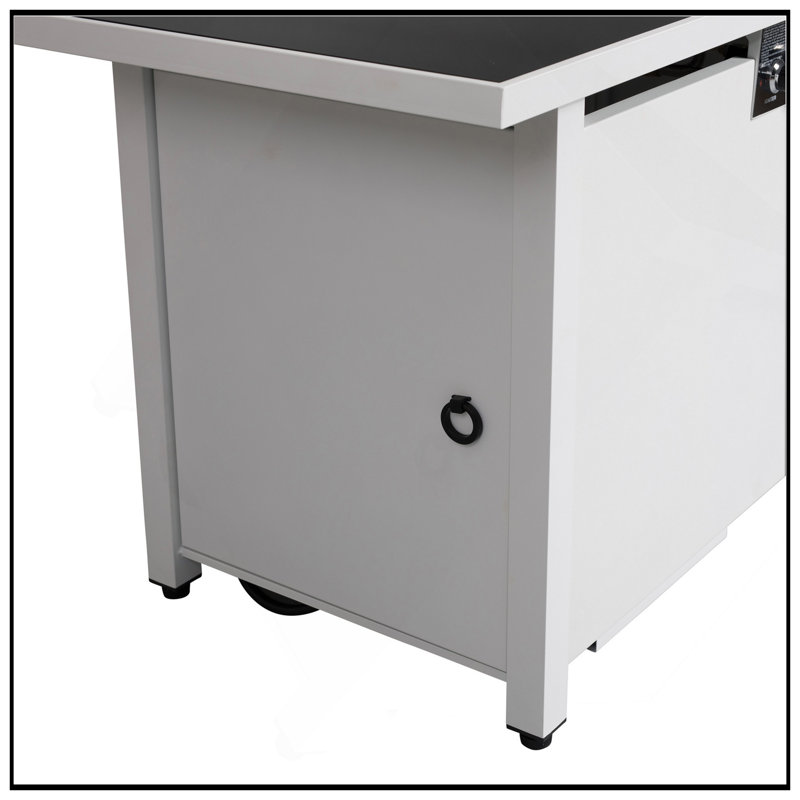 42 W Steel Outdoor Fire Pit Table With Lid