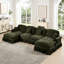 Canapé modulaire 4 places en chenille, avec dossiers en forme de fleur, accoudoirs évasés, jupes plissées à volants et pieds fuselés, nuage confortable avec repose-pieds en forme de U classique