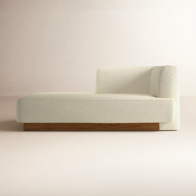 Méridiennes d'intérieur en bois massif, Beige, Accoudoir à droite (vu de face)