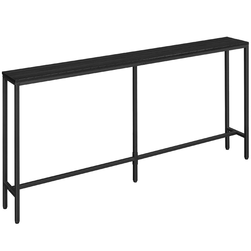 Prebo Console Table Behind Couch Narrow Entryway Table, 31.7" H x 70.9" W x 7.9" D, Black