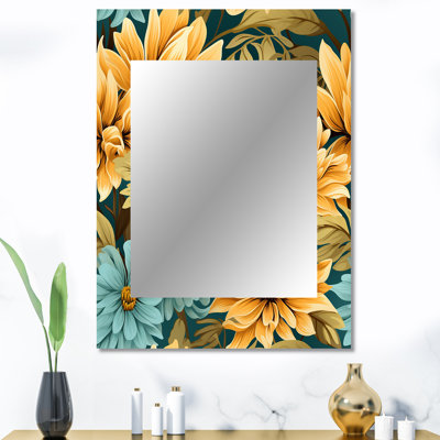 Sunflower Shores - motif tropical - miroir mural jaune