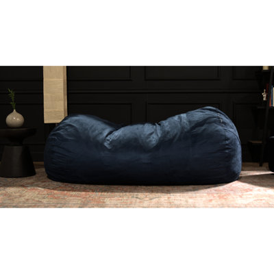 Fauteuil à billes cylindrique de 6,5 pieds, bleu minuit - Pied de sac en suède doux et confortable, position assise ergonomique