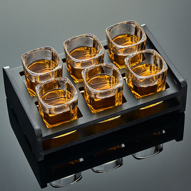 6-Pack Shot Glasses Set and Holder - 2 oz Cool Tequila Glasses With Heavy Base - Gift for Men, Father's Day
