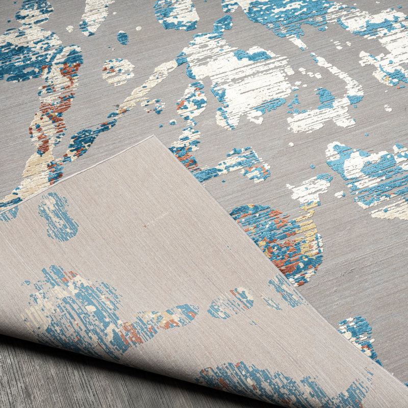 Lydian Abstract Area Rug in Grey, Rectangle 13'2" x 16'5"
