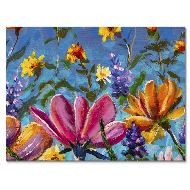 Impression sur toile, "Wildflowers Impressionism Art", H 8 po x l 12 po x P 1 po, Toile tendue
