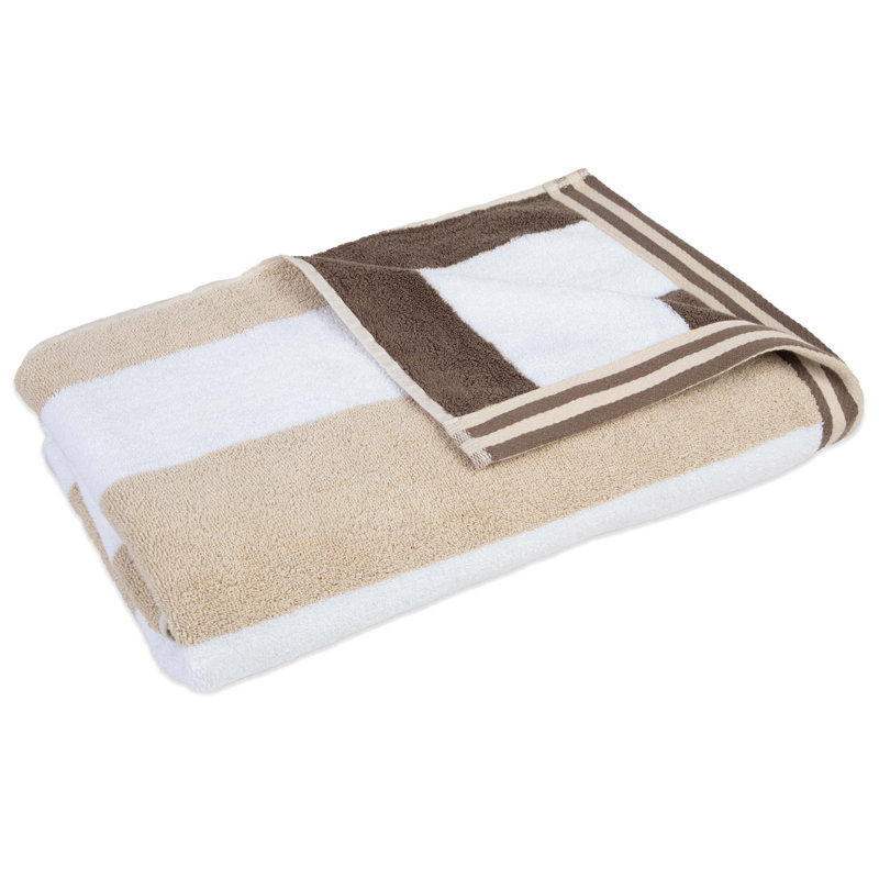 Aston & Arden Reversible Brown and Beige Cotton Beach Towel 30x70