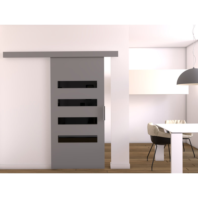 Cassius Veneers Sliding Doors, 205cm H x 106cm W x 1.6cm D, Grey
