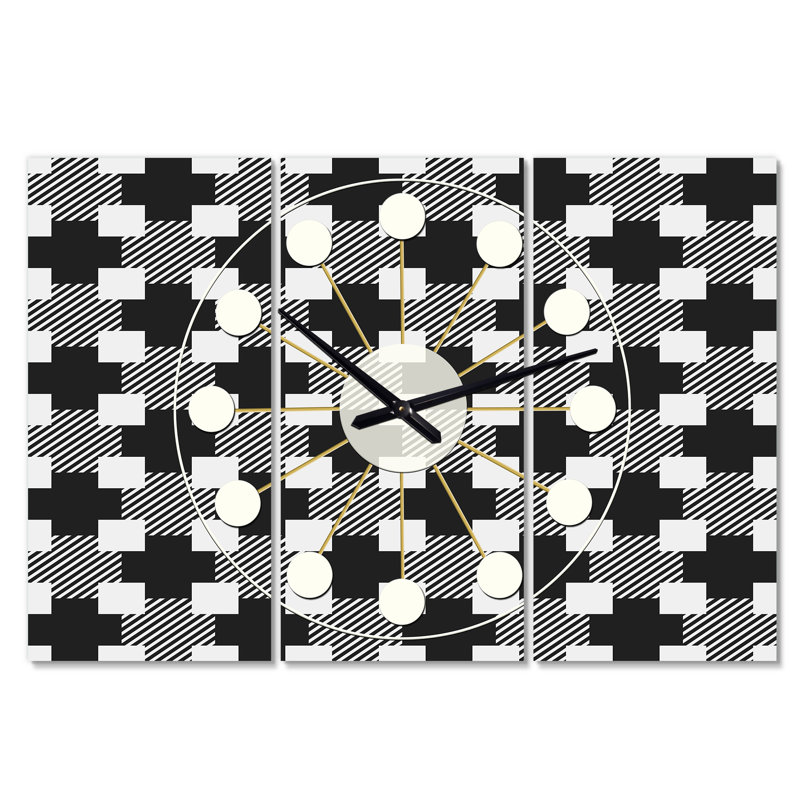 Très grande horloge murale géométrique monochrome ii Mid-Century