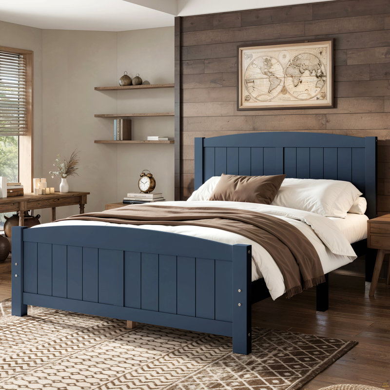Lit plateforme double, lit plateforme en bois massif avec lattes de soutien et structure solide, sans sommier tapissier, bleu