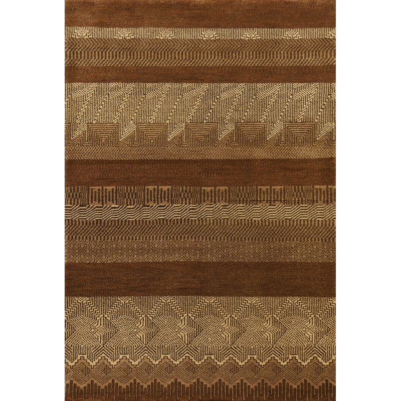 One-of-a-Kind 4'2" x 6'3" New Age Rectangle Wool Area Rug in Brown