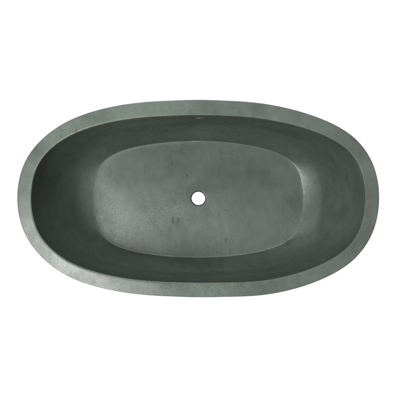 Avalon NativeStone Freestanding Soaking Cement Bathtub, 22" H x 36" W x 66" L, Forest