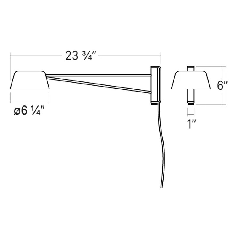 Ray 1 - Light LED Armed Sconce, 6" H x 6.25" W x 6.25" D, Satin Black