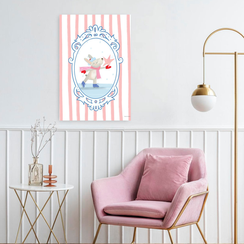 «Whimsy Ice Skating Critter 1», art animalier contemporain fantaisiste, H 24 po x l 16 po