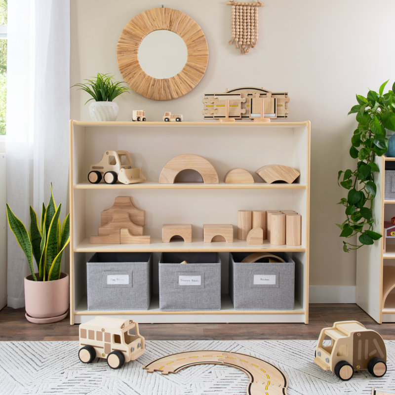 White Wooden 3-Shelf Kids' Storage Unit with Bins