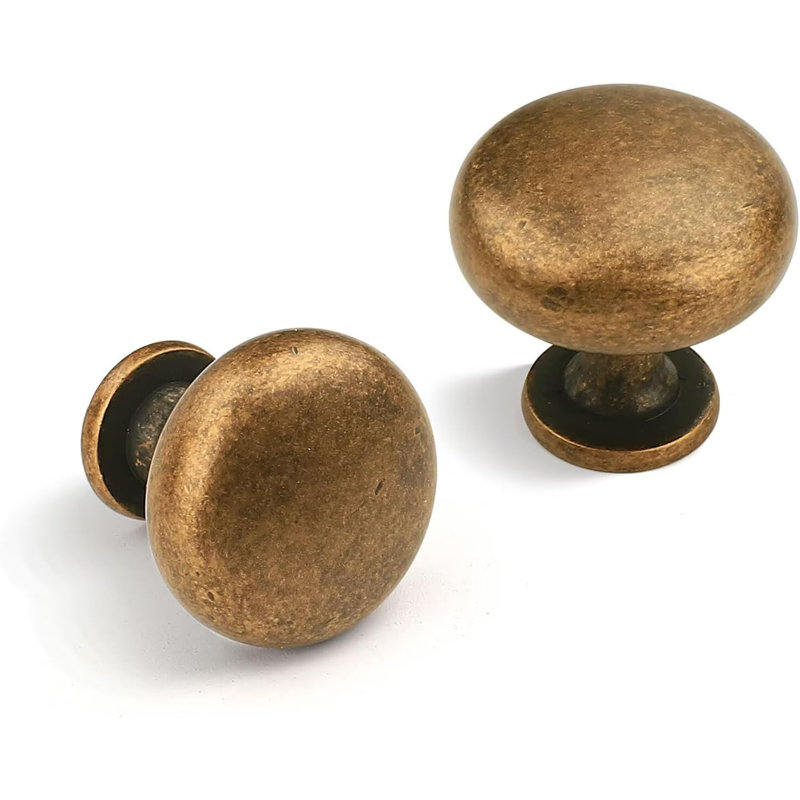 Single Hole Cabinet Knobs, Modern Style Drawer Pulls, Antique Brass