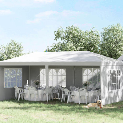 10' X 20' Party Canopy, White Tent With Sidewalls For Weddings And Outdoor Gatherings, Provide A Shady Refuge, Blocking Large Events By , Shelter 4 Removable Sidewalls, Shade Parties, Spacious