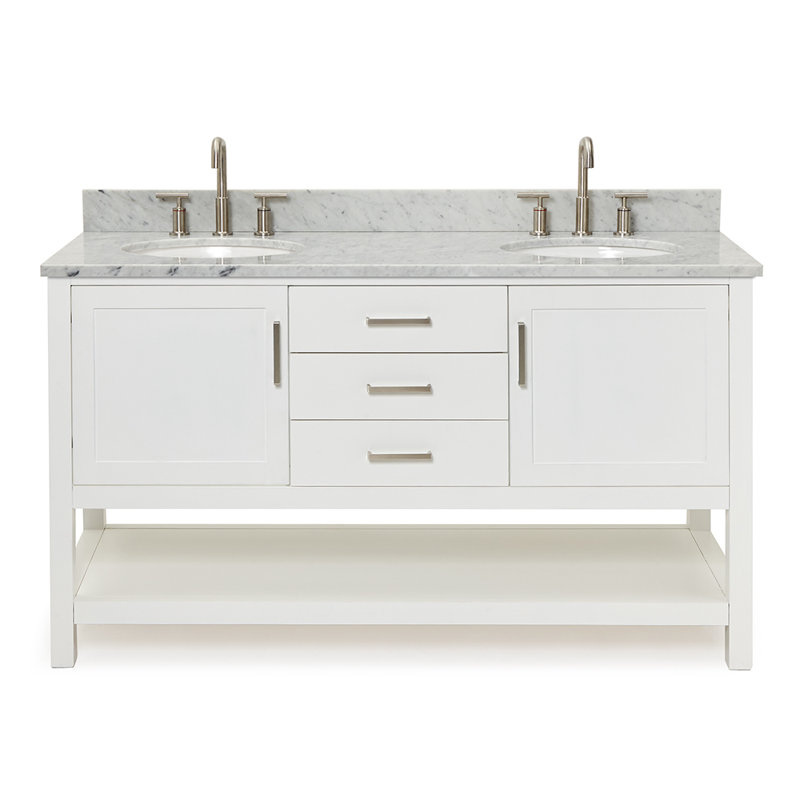 Bayhill 73'' W Double Vanity, 61", White, Oval