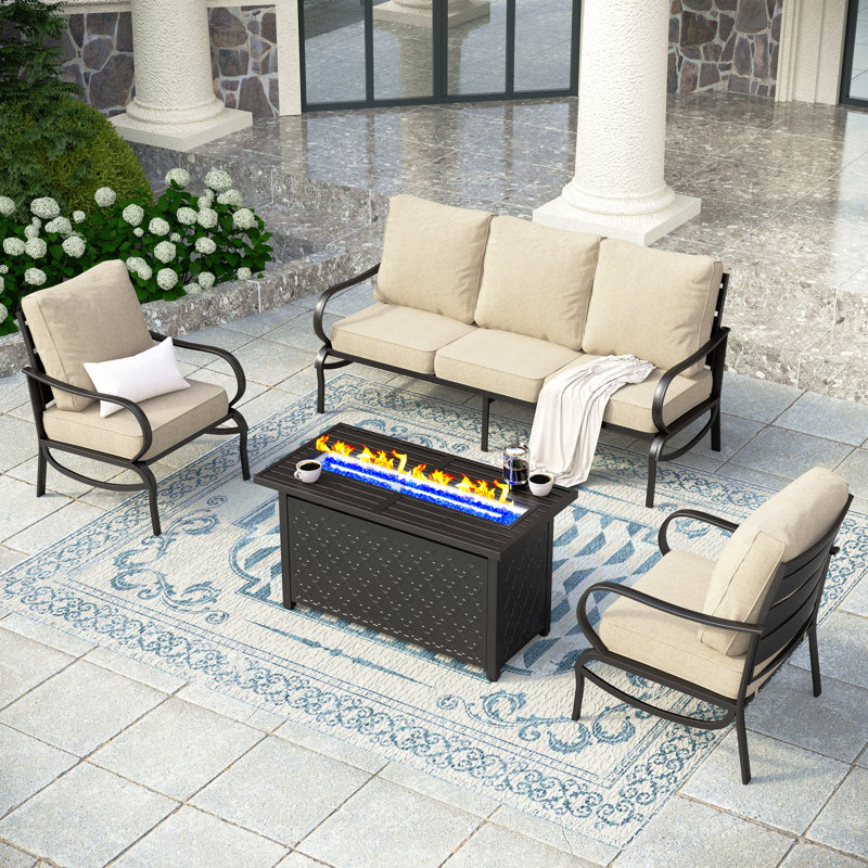 Tapasi Outdoor Patio Conversation Furniture Set, Beige