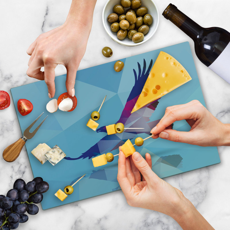 Ambesonne Eagle Cutting Board Large Size Polygonal Bird Design Multicolor