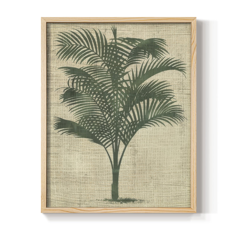 Impression encadrée de toile de jute palmier III - bois massif, Naturel, H 11 po x l 9 po