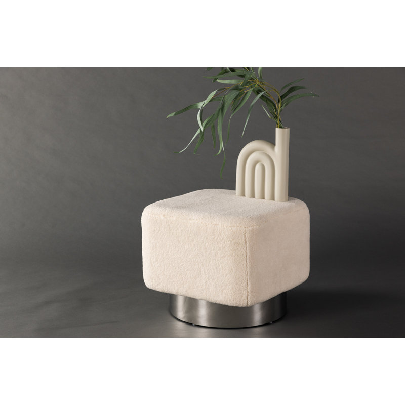 Cristache 45cm Wide Pouffe Ottoman, White Polyester