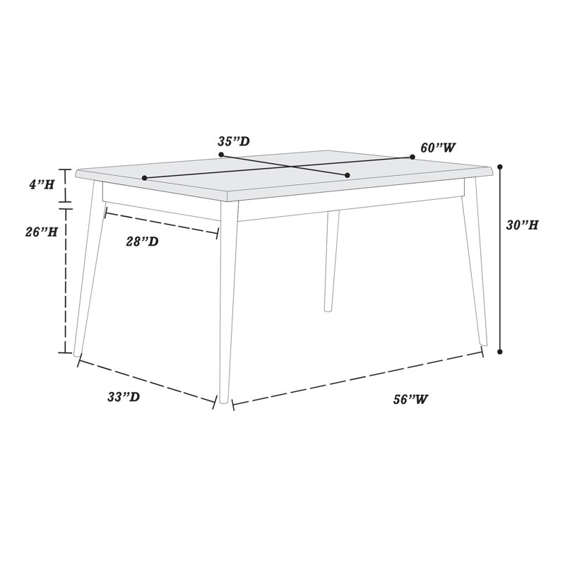 Waiolanni 6 - Person Four Leg Base Dining Set