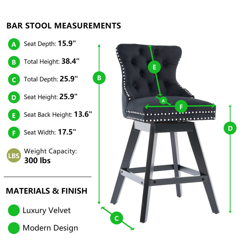 Ensemble de 8 tabourets de bar Modern, Noir