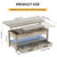 Table basse multifonctionnelle à dessus relevable avec éclairage DEL, centre de rangement convertible à hauteur réglable pour le salon