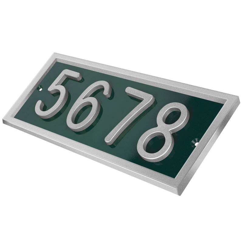 Plaque d'adresse horizontale encadrée en aluminium Royal Shade, Argent argent, Oui, Gris