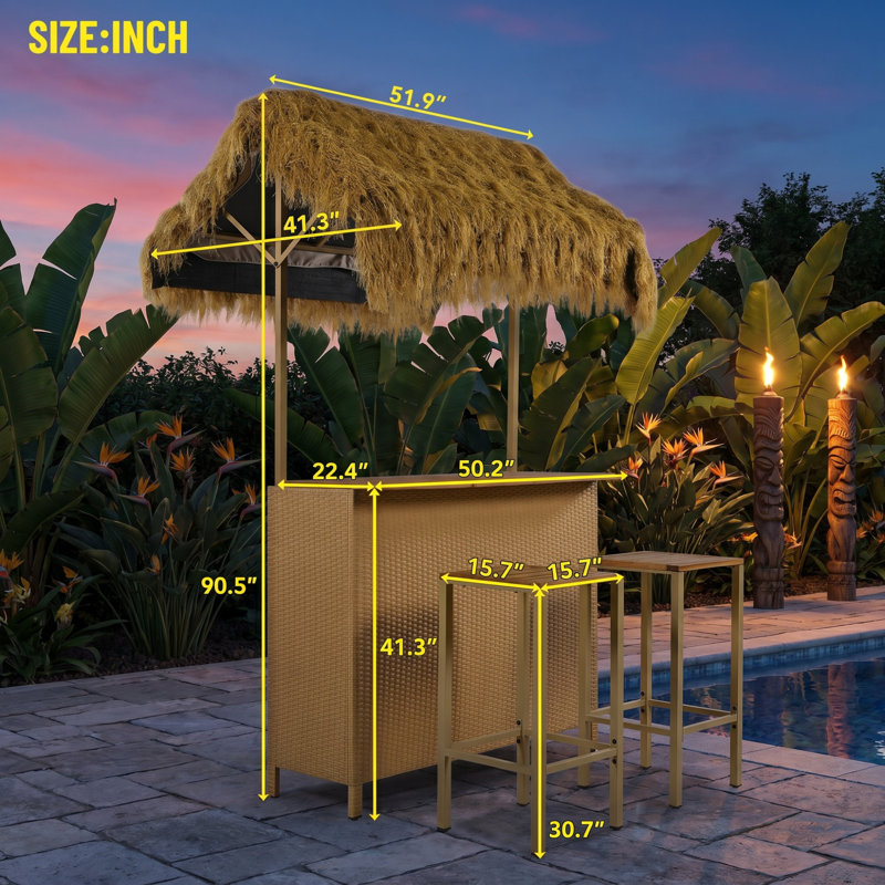 Ensemble de bar 3 pièces Tropical Tiki